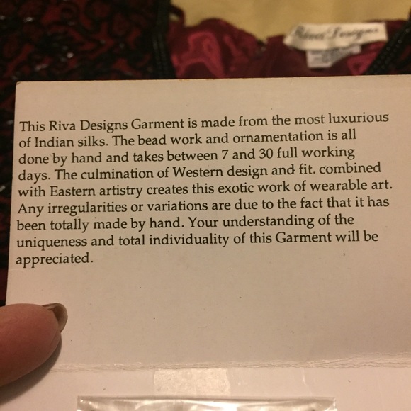 Riva Designs NWT Vintage Silk Evening Gown w Hand-Beading, Short Sleeve, V-Neck - Picture 7 of 8